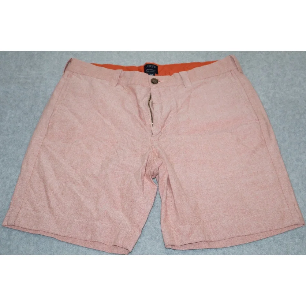 J Crew Gramercy Shorts Mens 32 Orange Cotton Oxford Summer 8